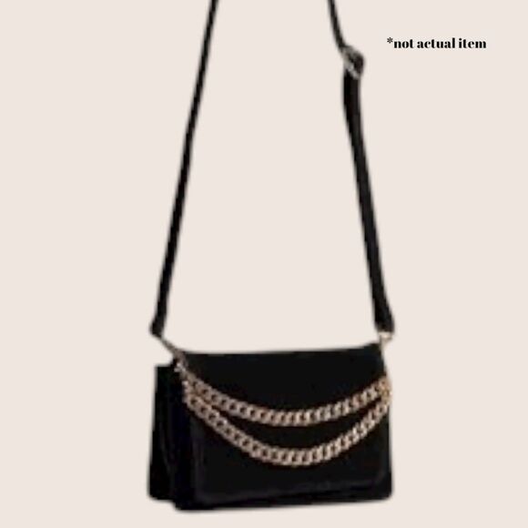 🖤 ANTHRO VELVET CROSSBODY WALLET GOLD CHAIN BLACK NWT - Picture 2 of 8